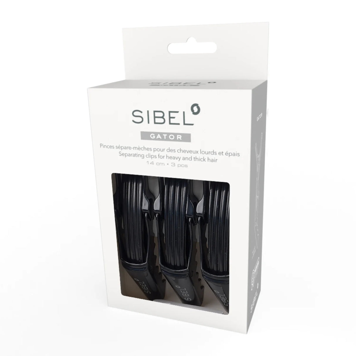 SIBEL GATOR Clips Nere Separa Ciocche Potente 14CM 3PZ