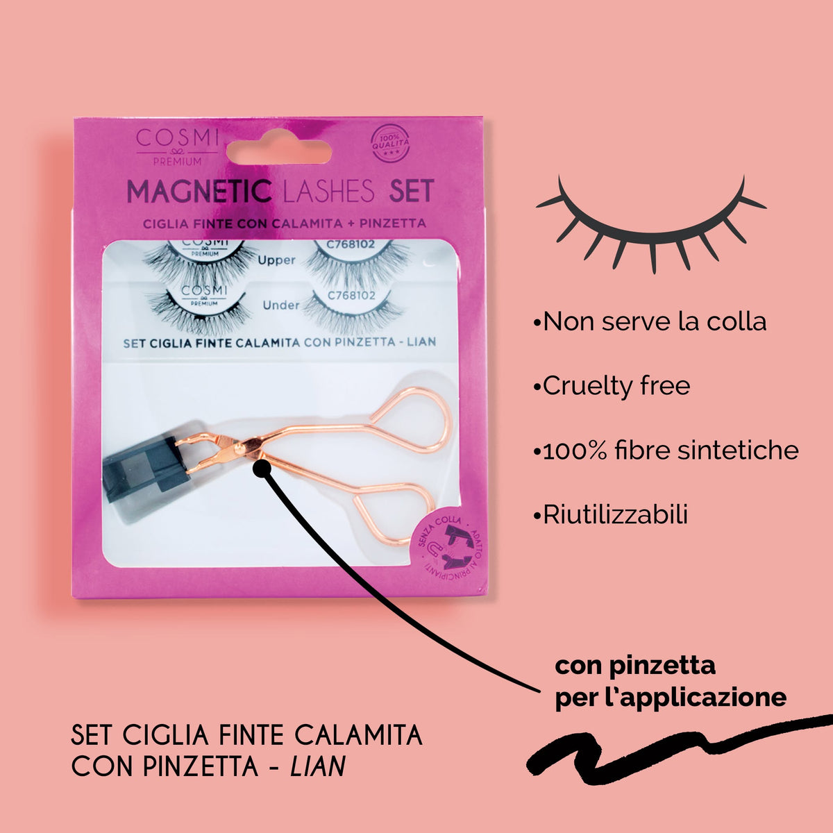 Cosmi Premium Set ciglia Calamita con Pinzetta - Lian