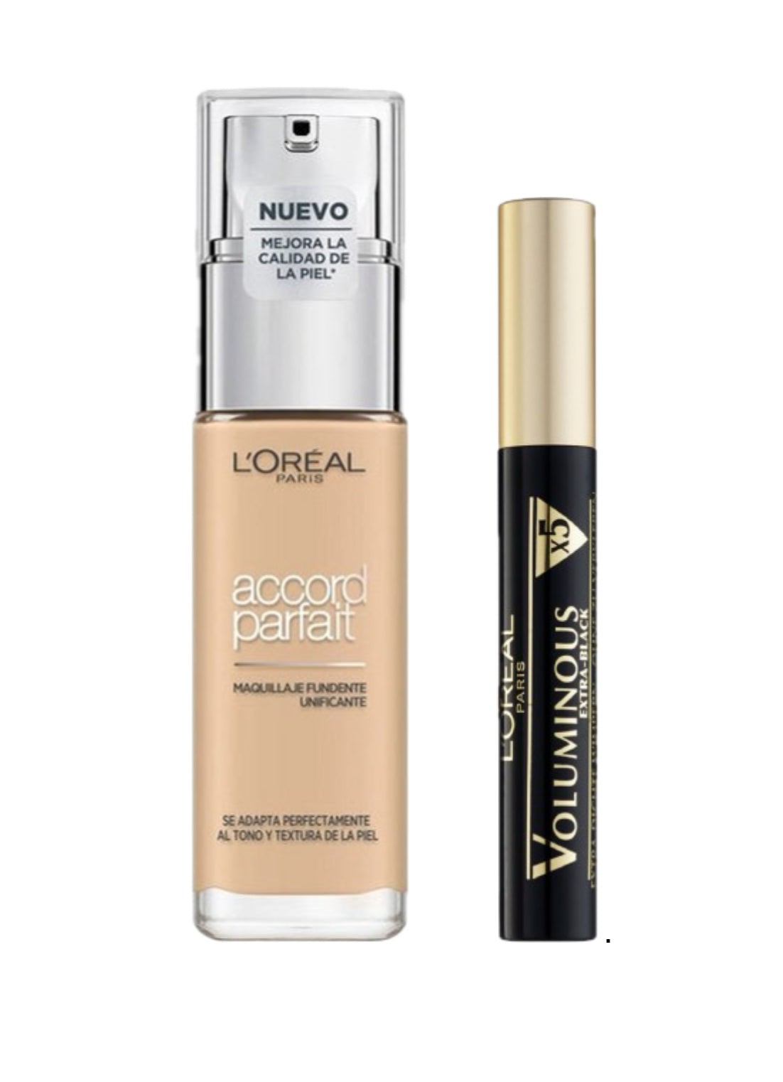 L'Oréal Paris Accord Parfait Fondotinta Fluido Naturale 30ml + Mascara Voluminous x5