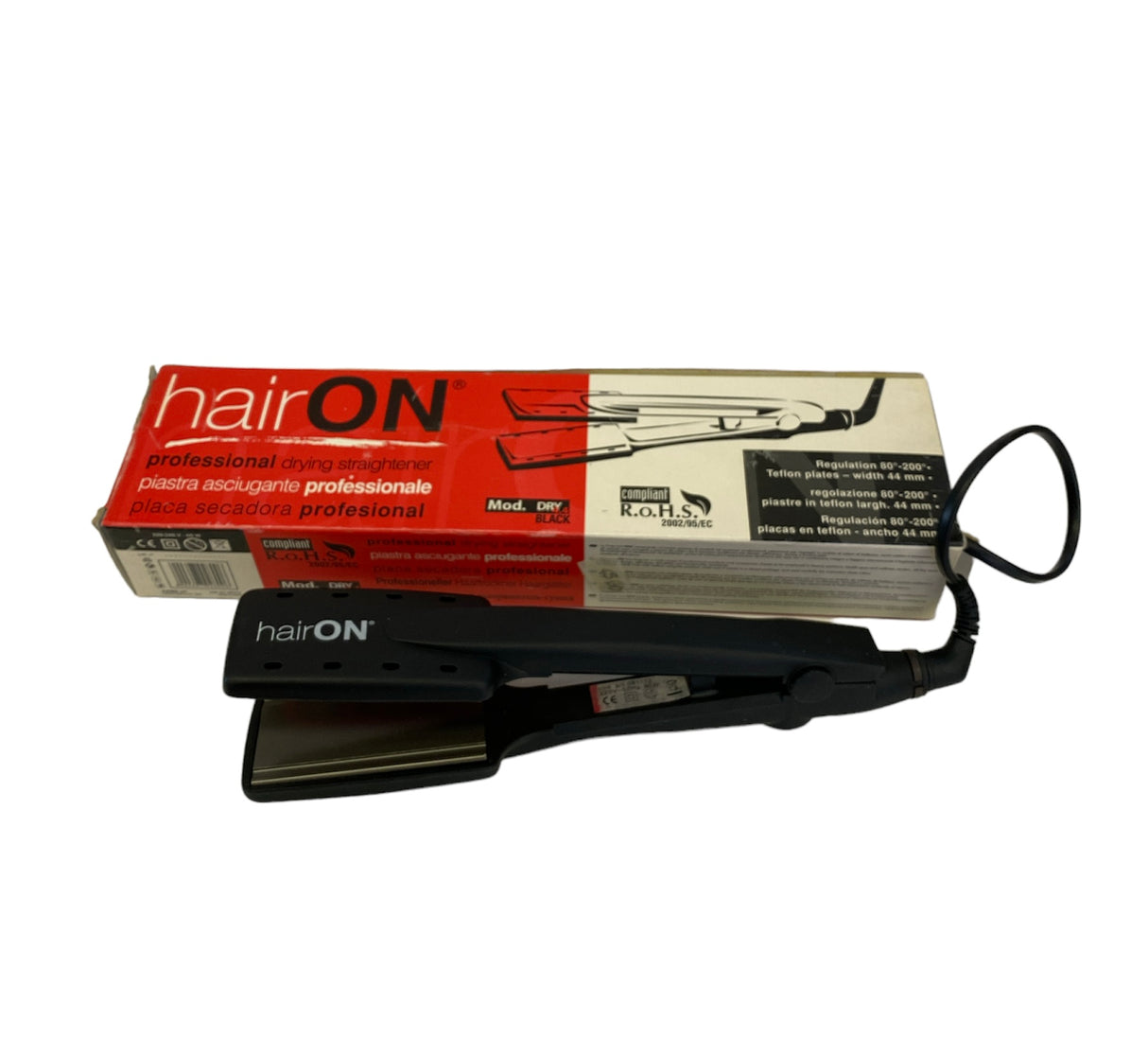 HairON Piastra Asciugante Professionale Mod.Dry 4.4 Black